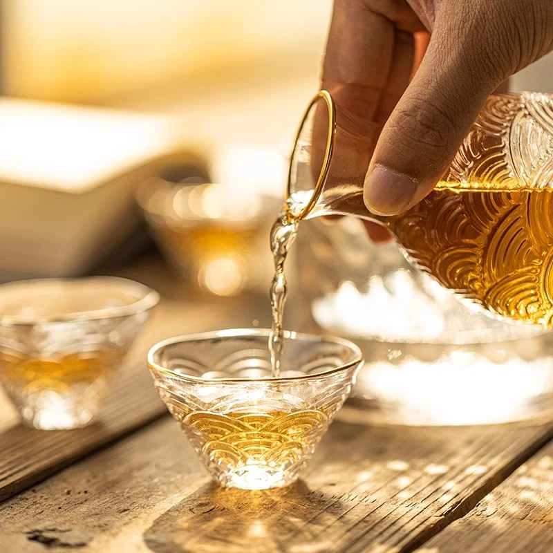 玻璃家用白酒杯小杯子一两果酒杯清酒壶酒具套装日式温酒器烫酒壶