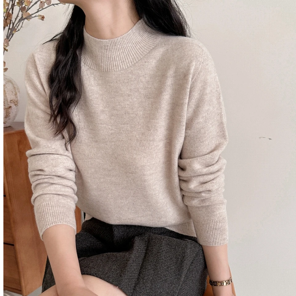 爆款半高领休闲骆马绒女式上衣5802