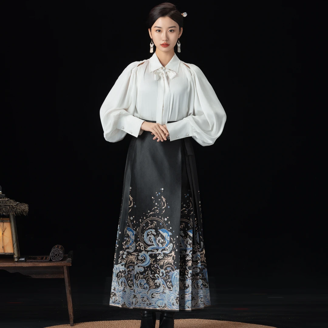 邵夕司新品【海豚】重工织金仿妆花点翠马面裙国风明制汉服日常