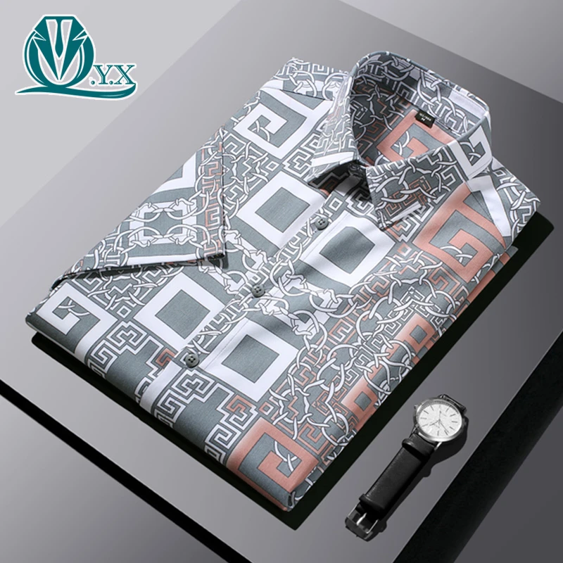 夏季印花短袖衬衫男装2025新款时尚潮流高端男士衬衣薄款半袖寸衫