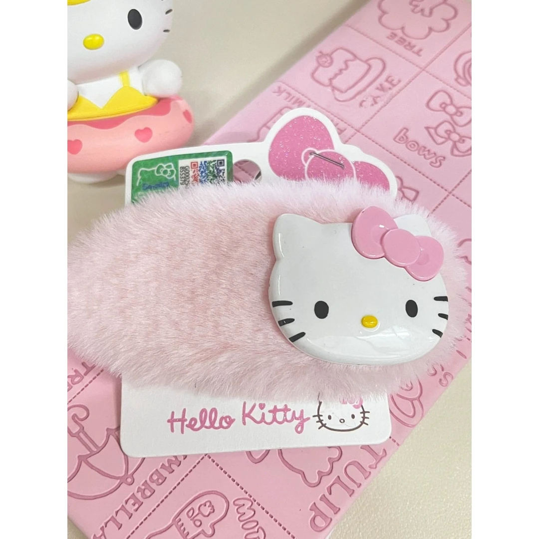 hellokitty发夹秋冬毛茸茸刘海夹边夹可爱百搭卡通气质大号侧边夹