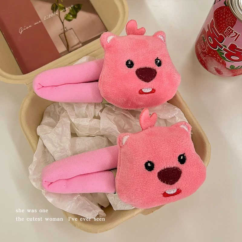 小海狸毛绒bb发夹女款碎发刘海夹边夹大号夹子网红少女心发卡头饰