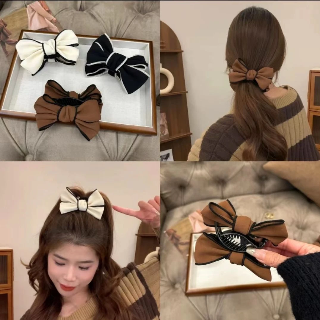 韩系立体蝴蝶结丸子头抓夹气质网红小香风简约甜美ins蝴蝶结发卡