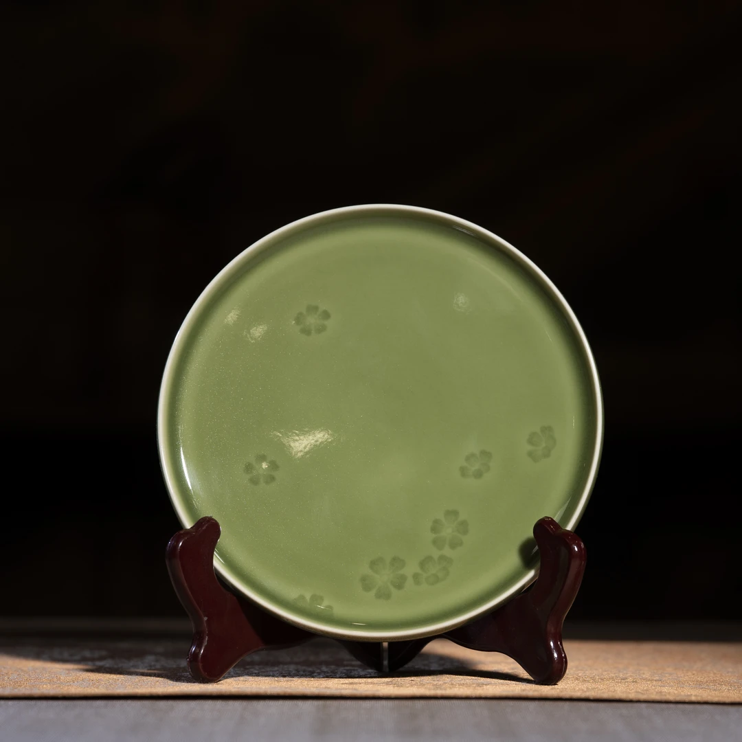 瓷语阁-素和-烟绿弄梅壶承-手工-陶瓷-茶器