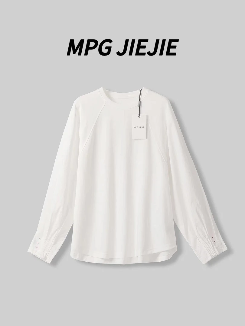 MPG JIEJIE【春意洋洋】25春款女装长袖运动纯色时尚休闲圆领长袖