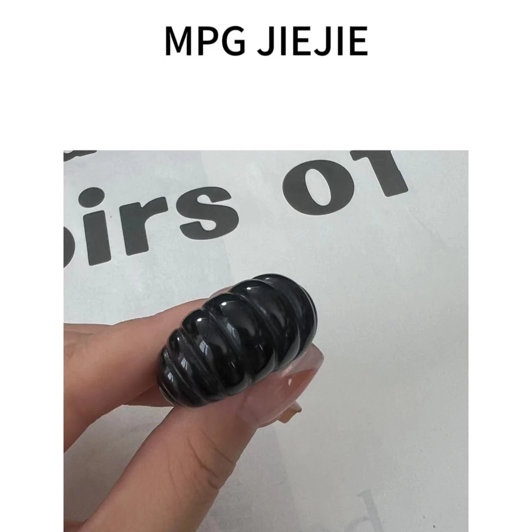 足银树脂戒指 MPG  JIEJIE【牛角包】情侣质感小众时尚树脂戒指