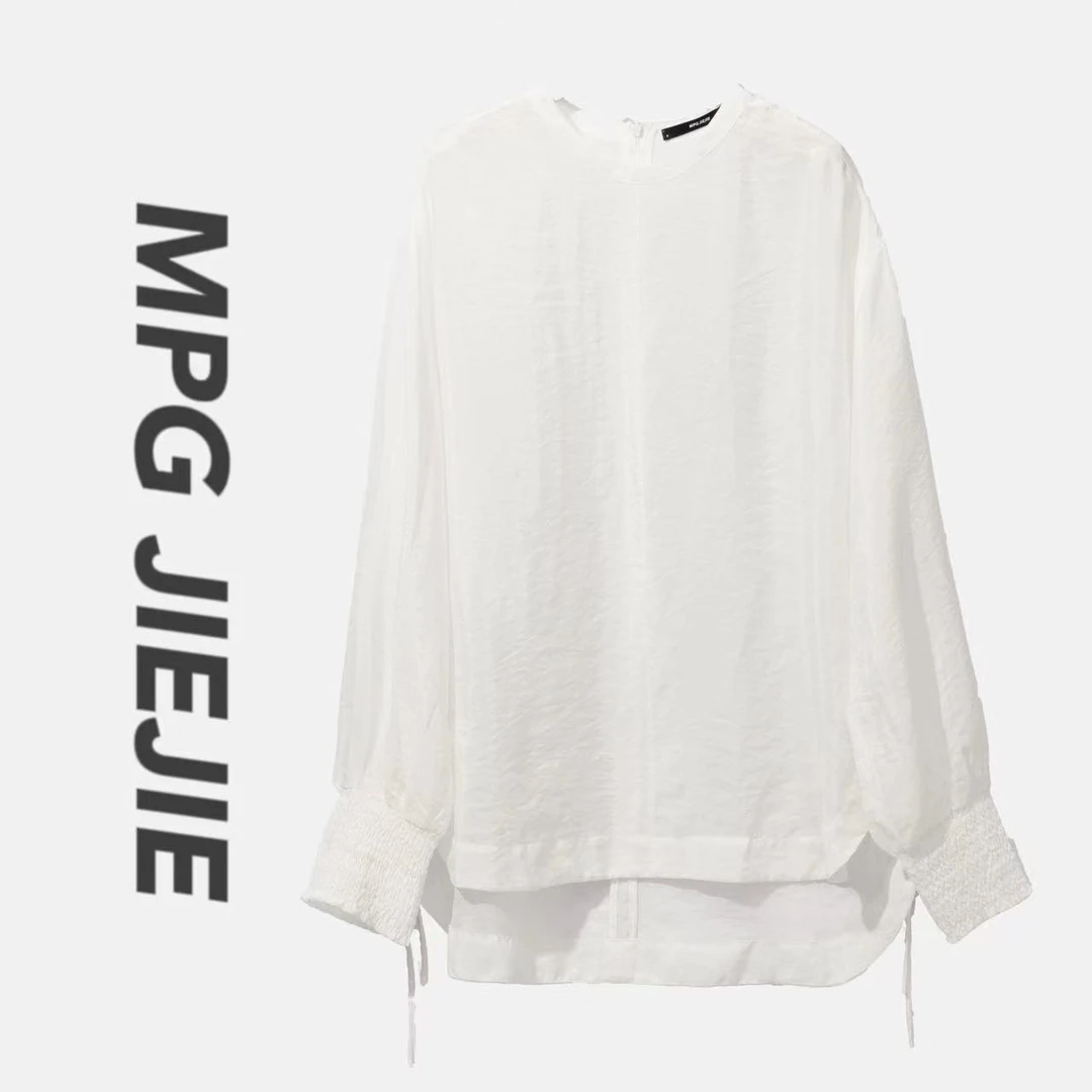 MPG JIEJIE【白风铃】25春夏大码气质长袖时尚休闲百搭宽松印花打底