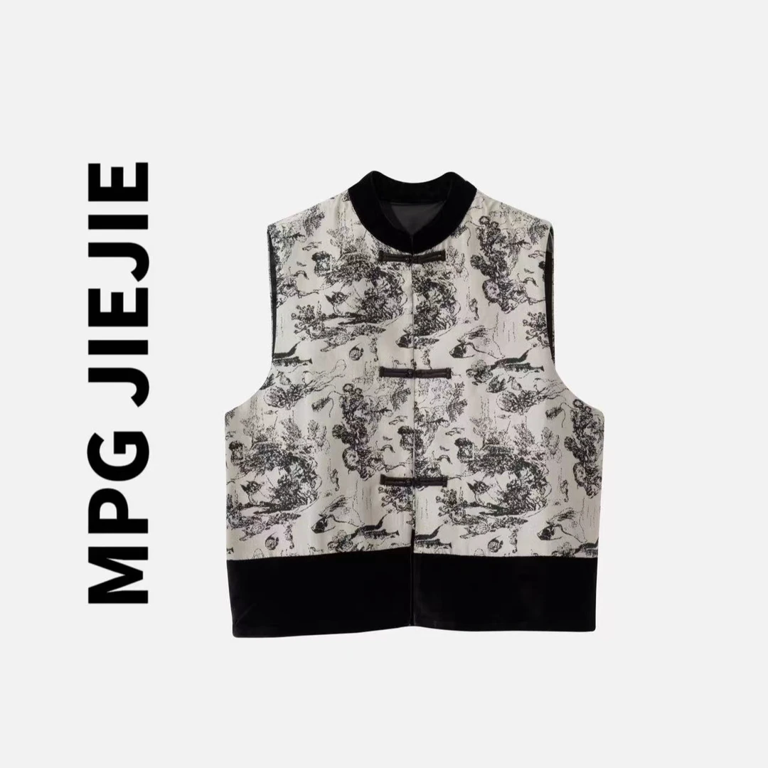 MPG JIEJIE【水墨画】过年穿搭马夹休闲时尚大码水墨画马甲背心