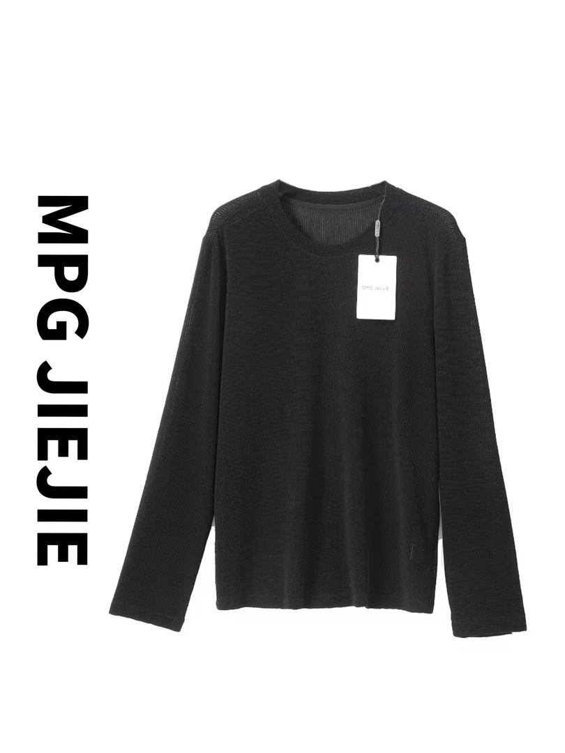 MPG JIEJIE【空气感】25春夏经典黑色长袖设计感时尚休闲百搭T恤
