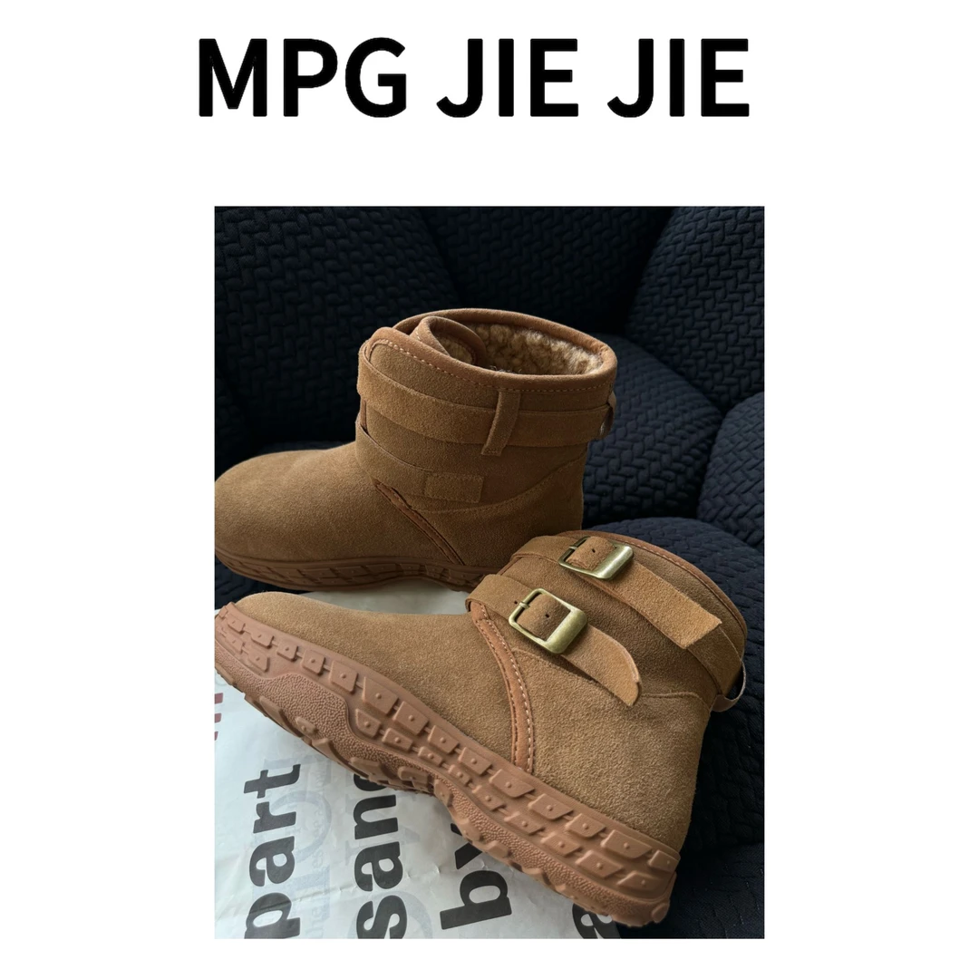 MPGJIEJIE【毛茸茸】秋冬女款休闲加绒加厚保暖高帮滑雪雪地靴