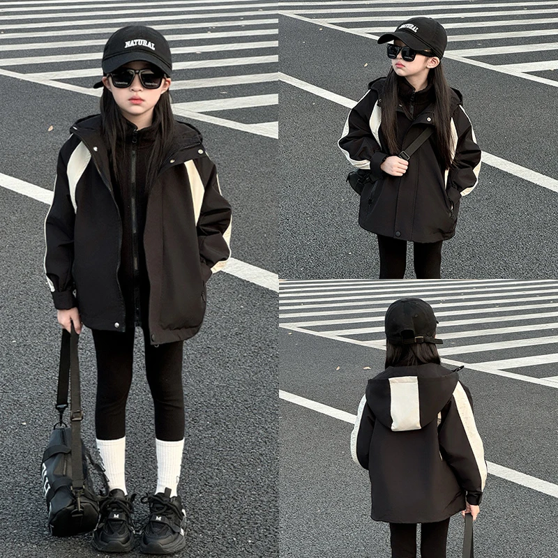 女童冲锋衣三合一可拆卸秋冬款2025新款大童加厚冬季儿童防风外套