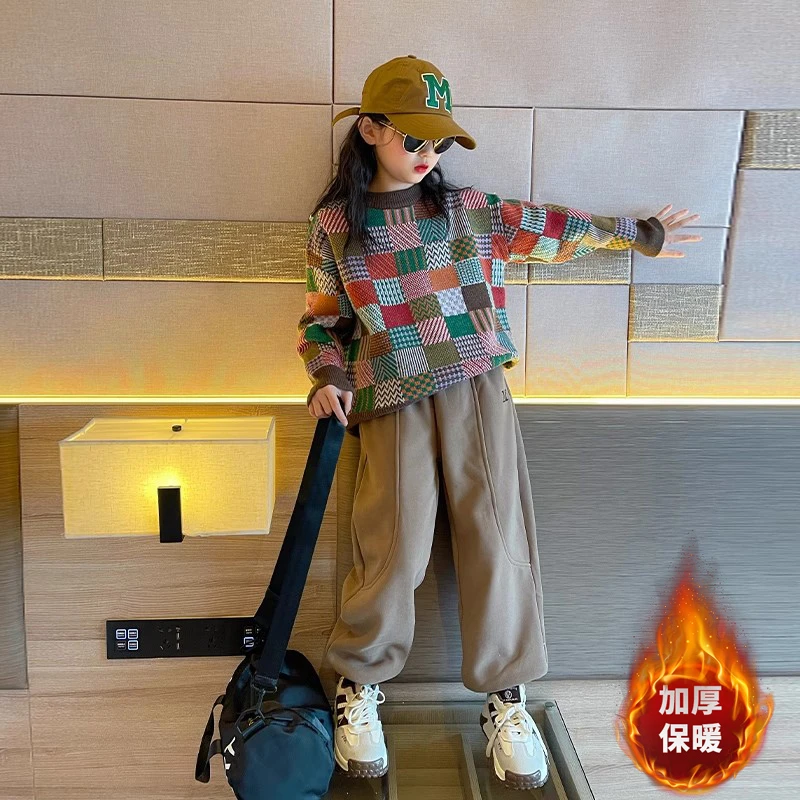 女童秋冬毛衣2025新款洋气女大童套头针织打底衫冬季儿童加厚上衣