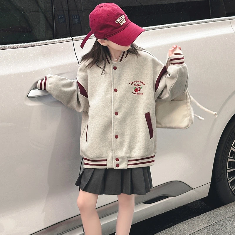 女童外套春秋2025新款洋气时髦大童休闲童装6-12岁春秋儿童棒球服