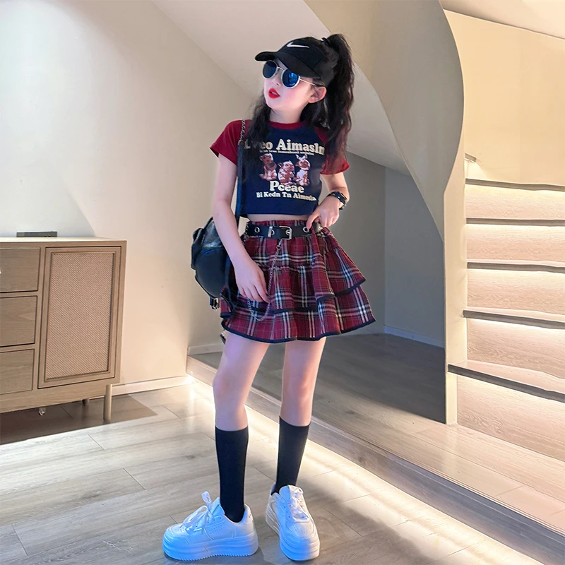 女童时尚套装洋气时髦裙子2025新款夏季大童夏装儿童学院风连衣裙