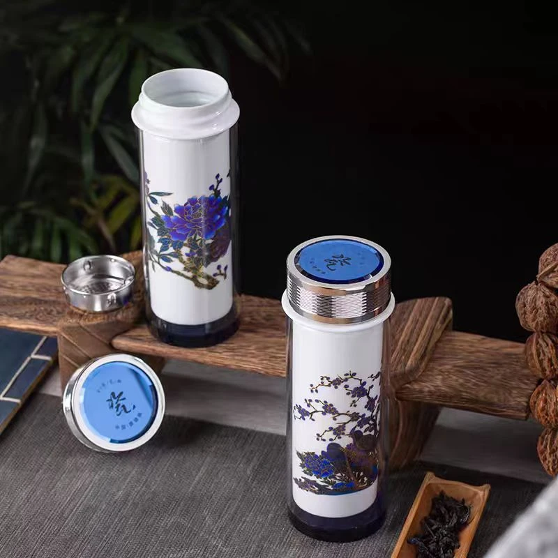 陶瓷变色保温杯景德镇双层陶瓷内胆泡茶办公高档瓷摆件一个