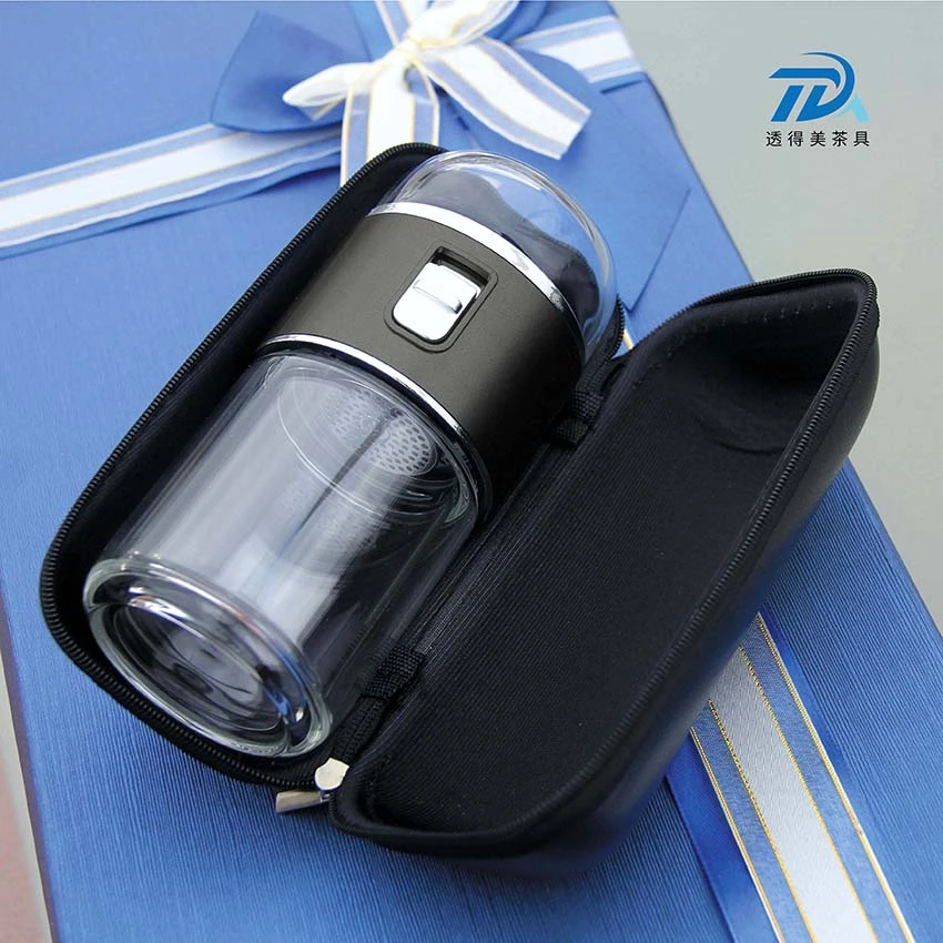 迷你泡茶杯茶水分离杯男办公室便携女女士花茶杯子双层玻璃杯logo