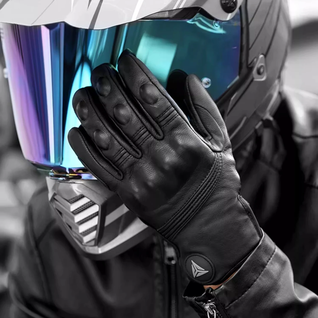 冬季摩托车手套真皮骑行电动车男女机车装备保暖防摔防风加绒全指