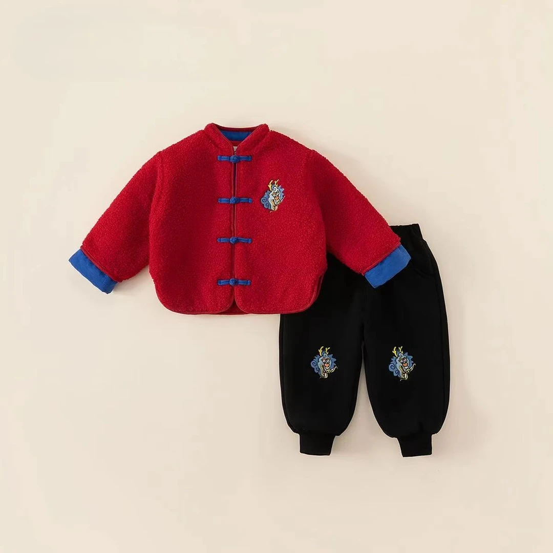 儿童外套套装汉服唐装加厚中国风拜年服儿童外套套装汉服唐装加厚