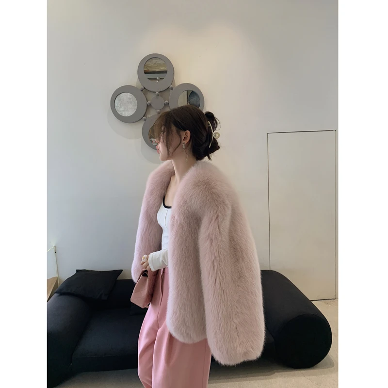 尚米娅 年轻款芬兰整皮狐狸毛外套女短款韩版气质皮草大衣新款