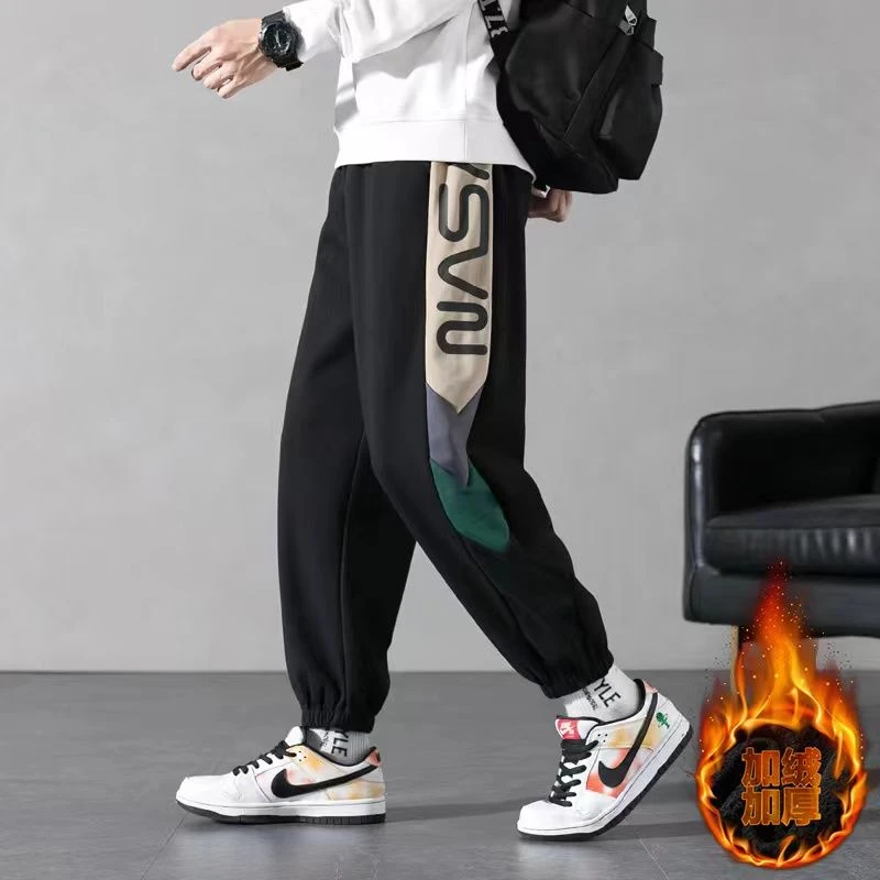 青少年秋冬季纯棉运动裤12初中学生13岁男孩卫裤15大童加绒长裤16