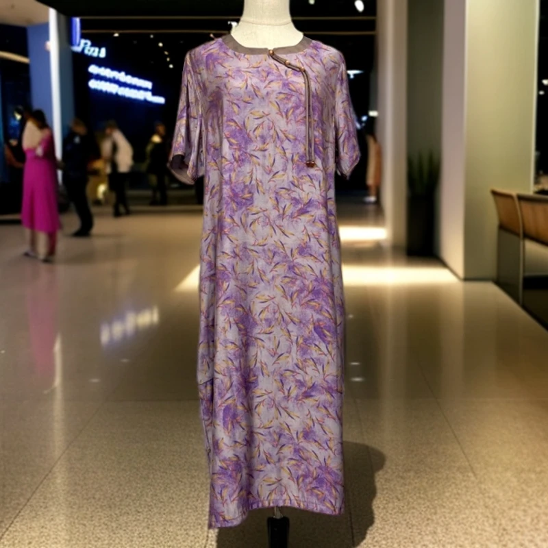 8118新款气质优雅显瘦连衣裙时尚百搭印花遮肉款裙子