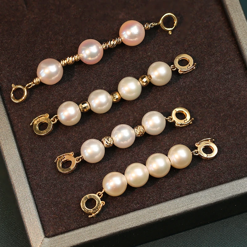 恒蕴财神珠 18K金珍珠双扣头万能延长链AB链配件IDY创意百搭项链