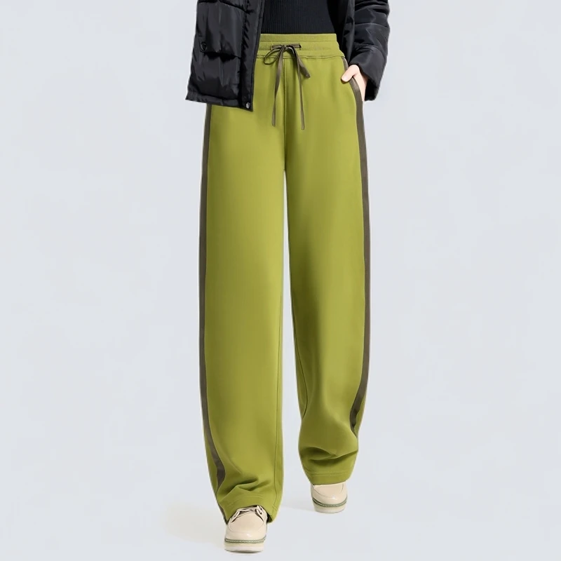 布琳达时尚秋冬款香蕉裤厚款长绒棉卫裤女款宽松休闲窄版直筒长裤