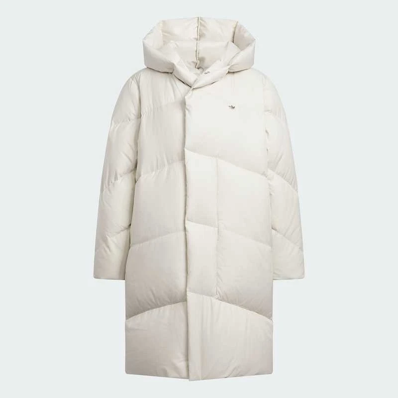 阿迪达斯 女子长款保暖休闲运动670蓬连帽鹅绒羽绒服JD3785