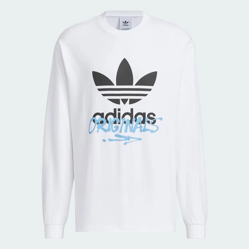 Adidas/阿迪三叶草TEE LS新品男款纯棉运动长袖圆领T恤JM7271