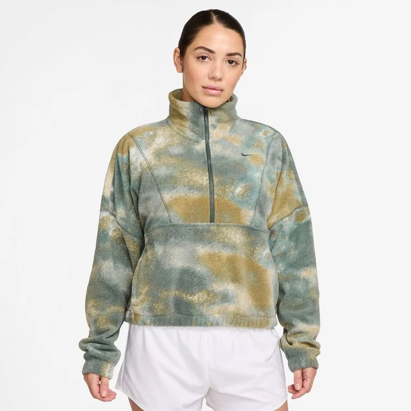 耐克女子 Oversize 风半长拉链开襟摇粒绒扎染上衣FZ6970-338