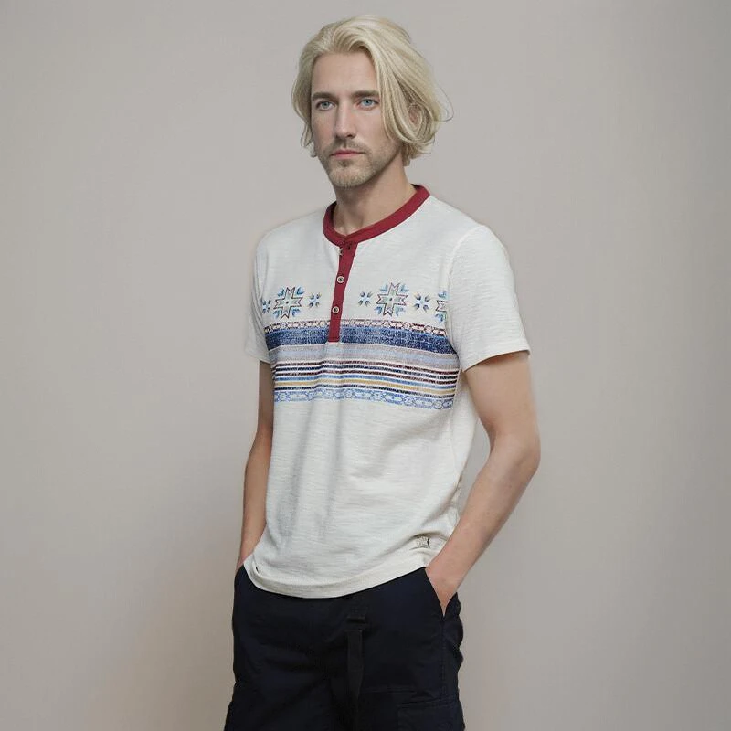 MCS合身版男士半袖休闲做旧印花纯棉短袖T恤衫夏季新款CS21KT319M