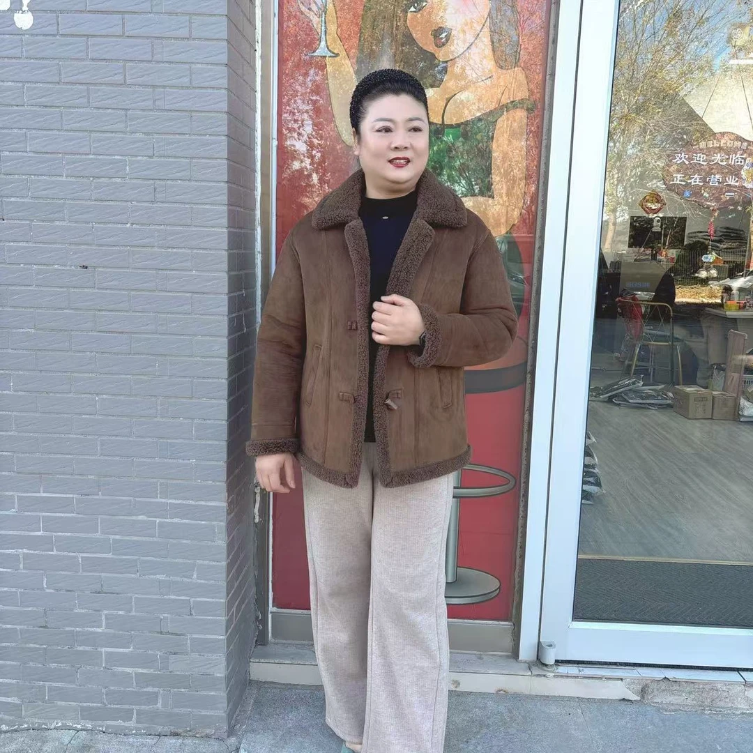 肥大码加大加肥皮毛一体加绒外套24B108