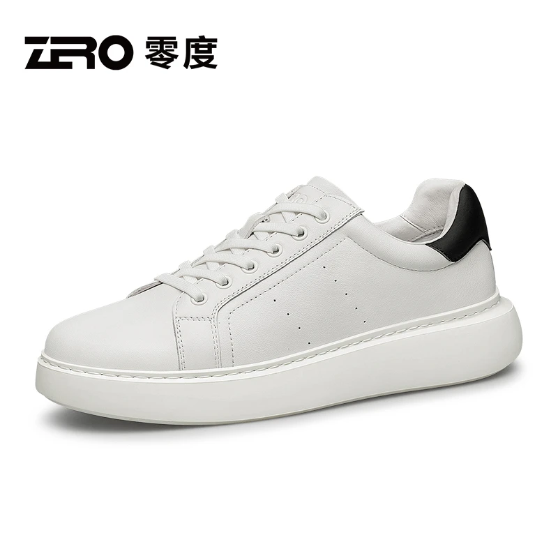 ZRO零度时尚百搭真牛皮低帮男士休闲板鞋潮流经典白色小白鞋8170