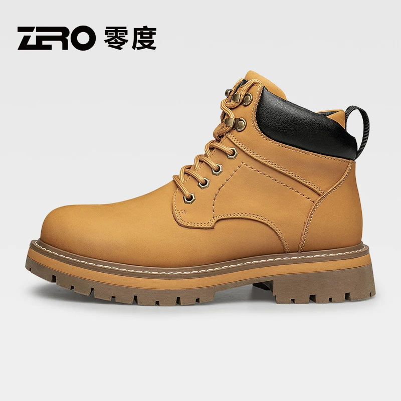 ZRO零度复古大黄靴男士时尚户外秋冬高帮真皮厚底休闲马丁靴9169