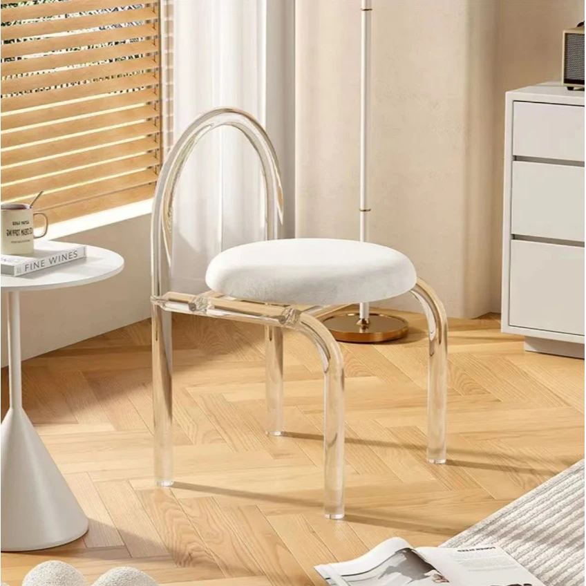 网红化妆椅梳妆凳子透明高级亚克力椅子休闲简约北欧风餐桌椅