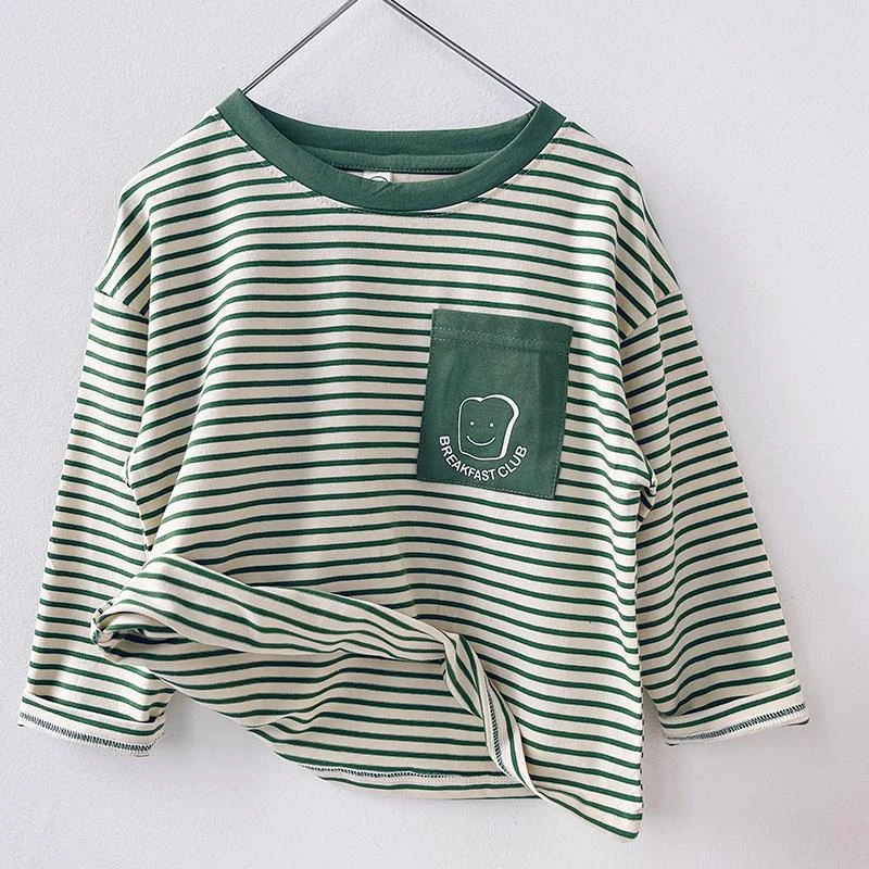 FAVMARTHA2025春装新款儿童潮流条纹T恤男童春夏休闲上