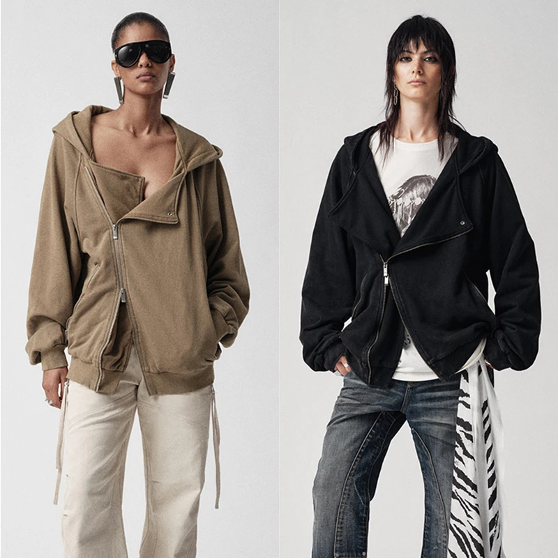 Liegee 设计师品牌CLV概念店 斜拉链水洗做旧卫衣外套基础通勤