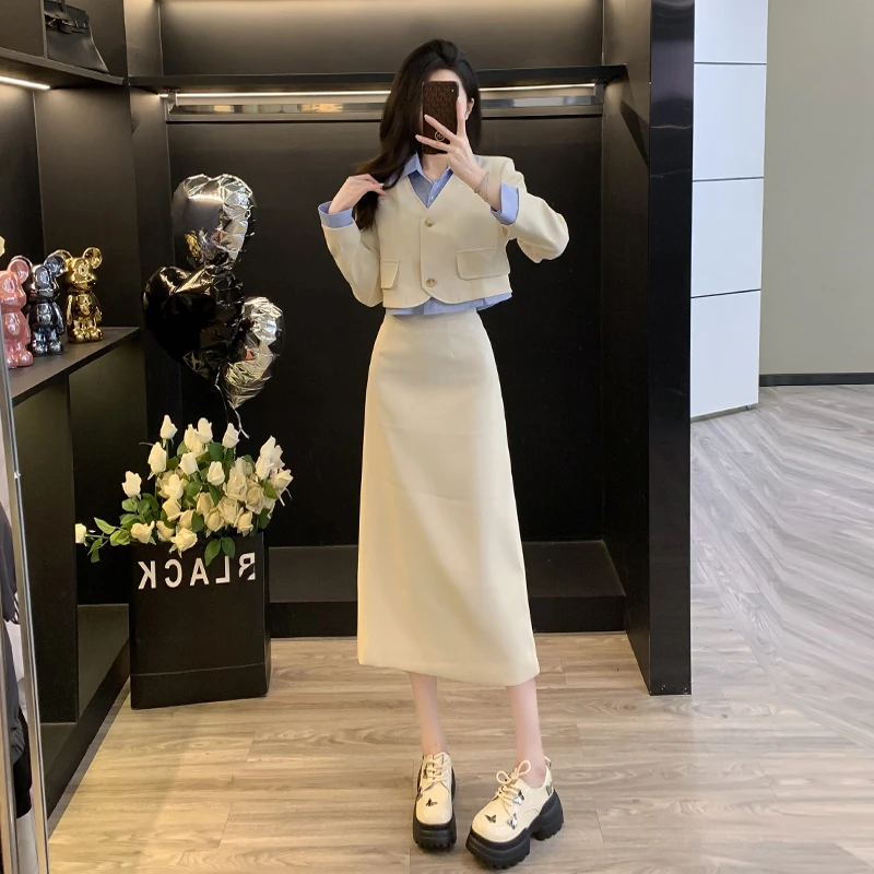小香风时尚套装裙春秋显瘦气质减龄高级感职业半身裙子两件套洋气