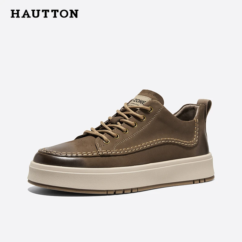 HAUT TON/皓顿秋季皮鞋时尚百搭舒适休闲鞋复古秋季厚底933XB3423