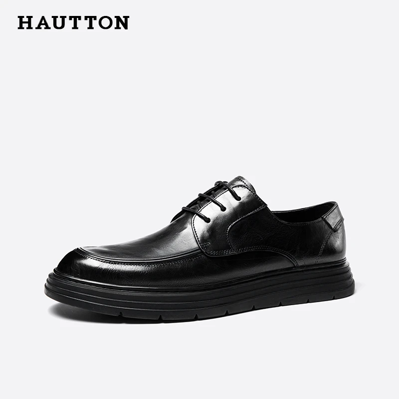 HAUT TON/皓顿休闲男皮鞋秋季时尚黑色商务英伦风正装931PX3214