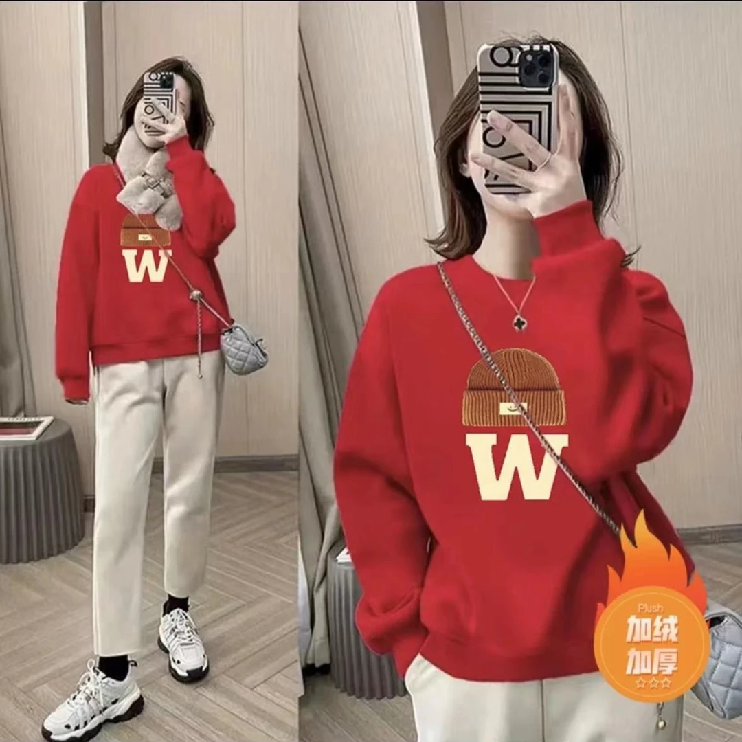 【重磅加绒】2023加绒加厚纯棉休闲女款加绒卫衣——W帽