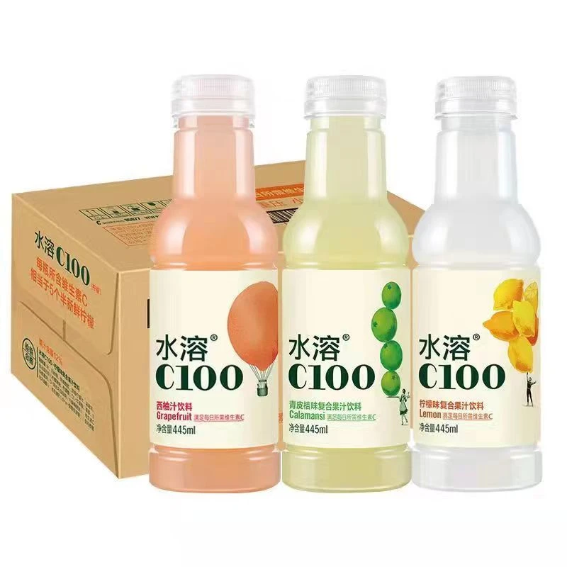 农夫山泉水溶C100果汁饮料445ml整箱柠檬西柚青皮水溶C饮料维C