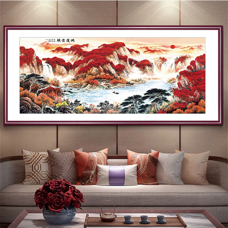 国画新中式客厅沙发背景墙字画办公室山水画靠山图挂画招财装饰画