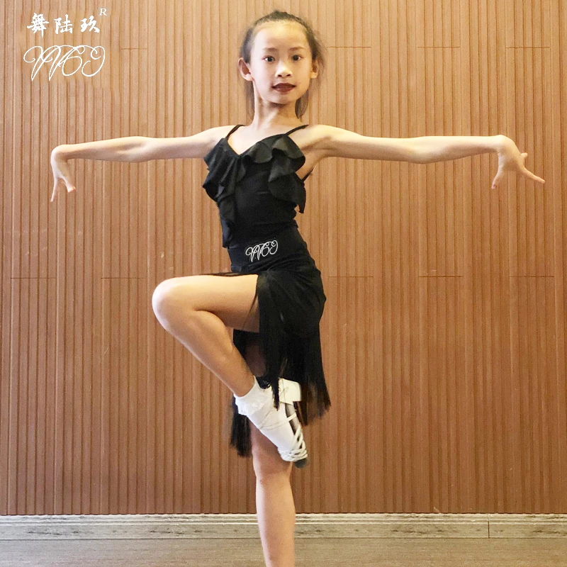 舞69专业网红美背春夏黑色露背吊带艺考拉丁舞演出训练服舞服镂空