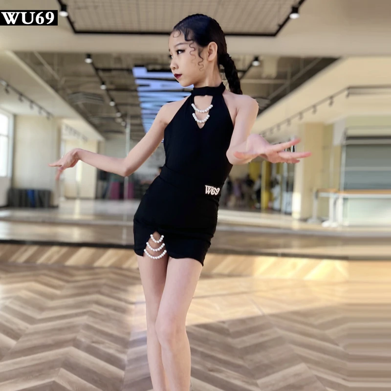 网红新款儿童拉丁舞练功服女高级舞蹈训练表演服装少儿拉丁舞服夏