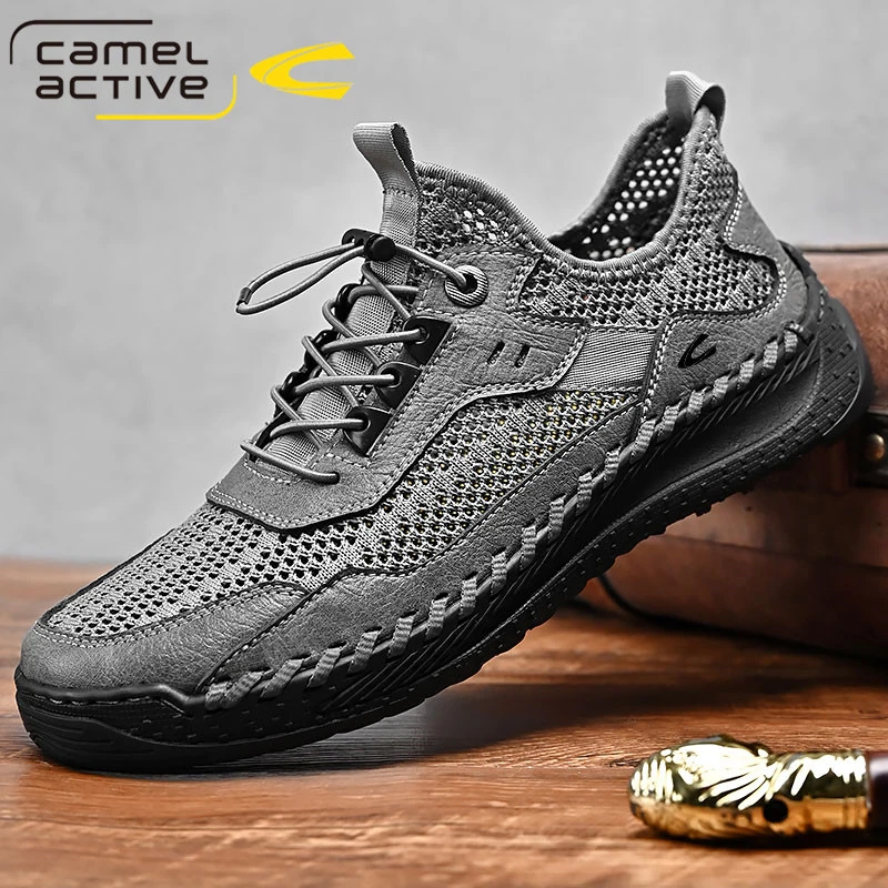骆驼动感网鞋男鞋薄款夏季镂空透气轻便一脚蹬户外休闲男士网面鞋