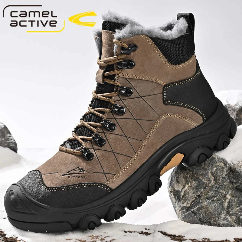 骆驼动感雪地靴男冬季加绒加厚棉鞋户外登山休闲高帮鞋爸爸工装靴