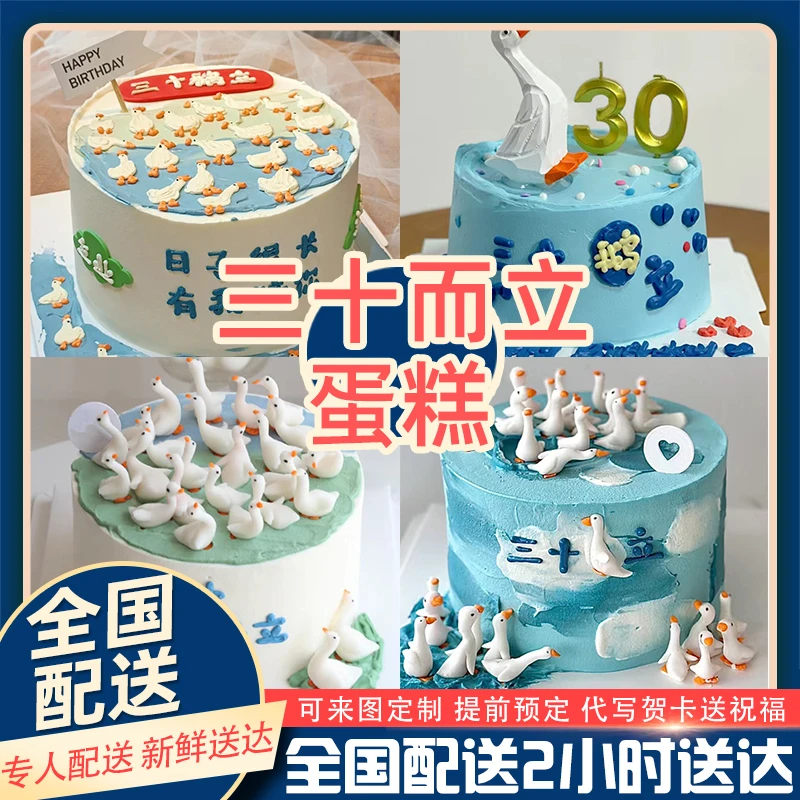 三十而立生日蛋糕网红定制全国同城配送上门大鹅三十岁男女创意