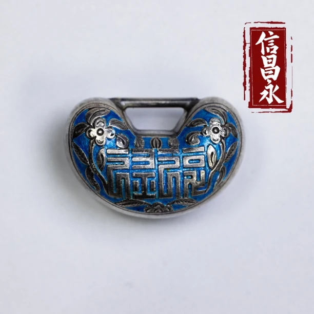 非金属珐琅吊坠 主播主推款纯手工錾刻银烧兰锁