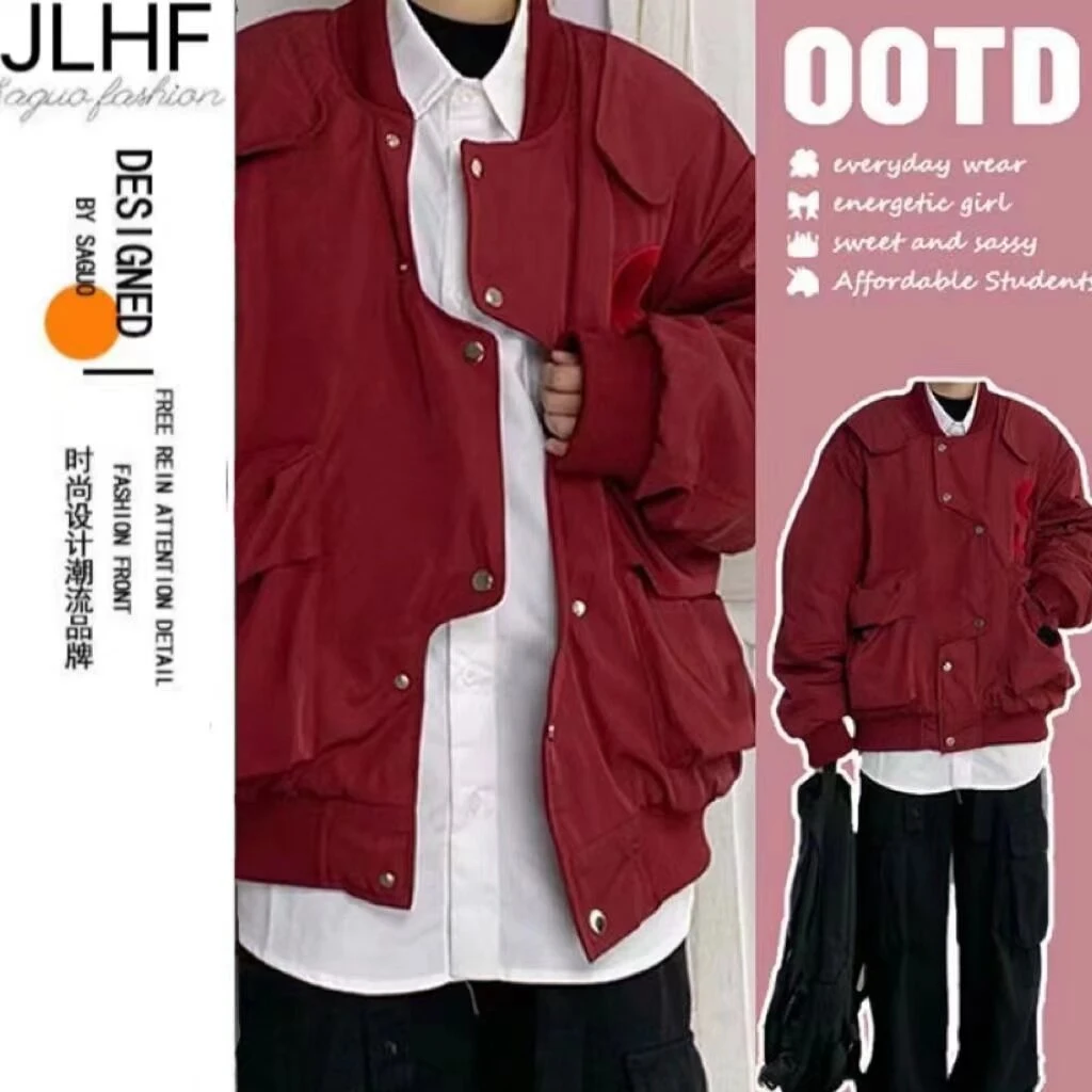 2024新款不规则工装棉服外套男宽松显瘦夹棉飞行服大口袋情侣棉衣
